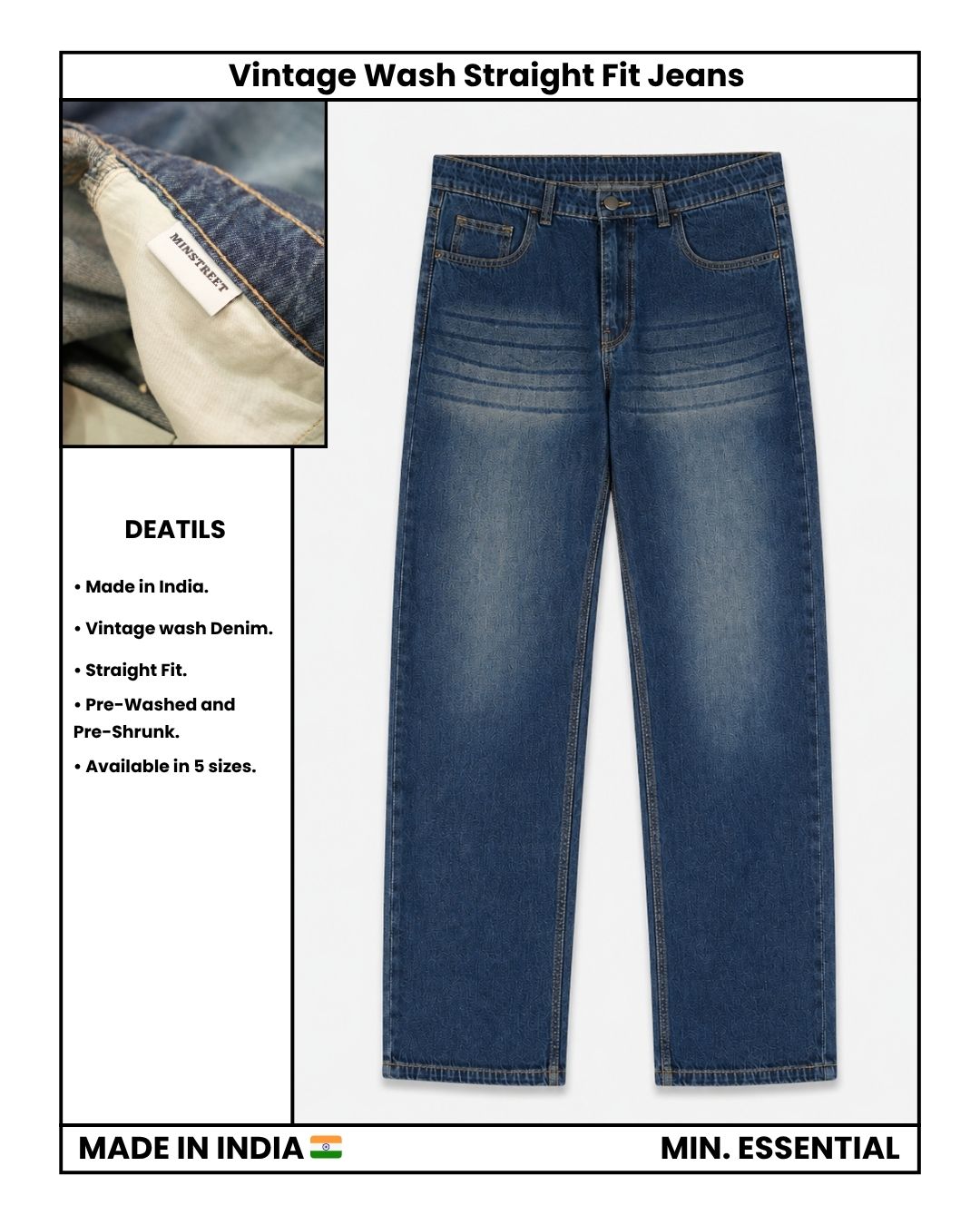 Relaxed Straight Denim - Vintage Blue (unisex)